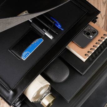 Elegancka czarna skórzana teczka męska Paolo Peruzzi