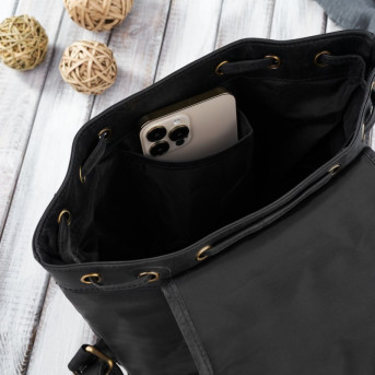 ZESTAW PREZENTOWY DLA NIEJ ZUP-100-BL PLECAK SKÓRZANY T-16-BL PORTFEL SKÓRZANY T-11-BL I BRELOK DO KLUCZY T-87-HBL