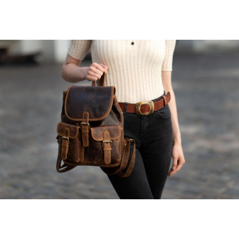 ZESTAW PREZENTOWY DLA NIEJ ZUP-100-BR PLECAK SKÓRZANY T-16-BR PORTFEL SKÓRZANY T-11-BR I BRELOK DO KLUCZY T-87-HBR