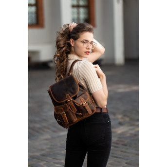 ZESTAW PREZENTOWY DLA NIEJ ZUP-100-BR PLECAK SKÓRZANY T-16-BR PORTFEL SKÓRZANY T-11-BR I BRELOK DO KLUCZY T-87-HBR