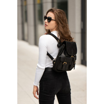 ZESTAW PREZENTOWY DLA NIEJ ZUP-101-BL PLECAK SKÓRZANY T-16-BL PORTFEL SKÓRZANY T-05-BL I BRELOK DO KLUCZY T-86-HBL