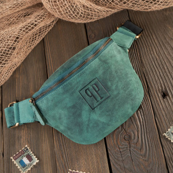 SASZETKA DAMSKA SKÓRZANA NERKA W STYLU VINTAGE ZIELONA PAOLO PERUZZI T-97-HGR