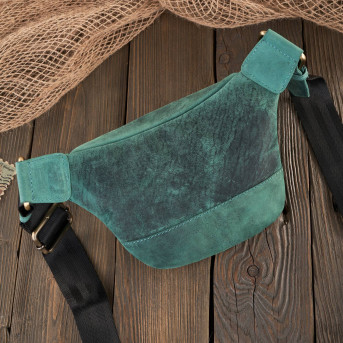 SASZETKA DAMSKA SKÓRZANA NERKA W STYLU VINTAGE ZIELONA PAOLO PERUZZI T-97-HGR