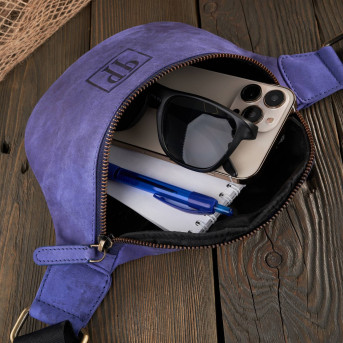 SASZETKA DAMSKA SKÓRZANA NERKA W STYLU VINTAGE  GRANATOWA PAOLO PERUZZI T-97-HDB