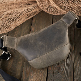 SASZETKA DAMSKA SKÓRZANA NERKA W STYLU VINTAGE SZARA PAOLO PERUZZI T-97-HGRE