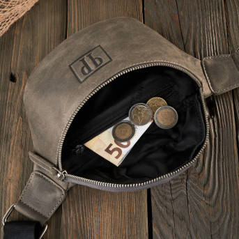 SASZETKA DAMSKA SKÓRZANA NERKA W STYLU VINTAGE SZARA PAOLO PERUZZI T-97-HGRE