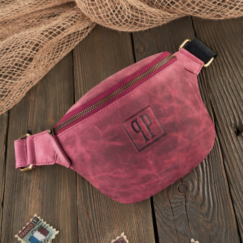 SASZETKA DAMSKA SKÓRZANA NERKA W STYLU VINTAGE  RÓŻOWA PAOLO PERUZZI T-97-HCH