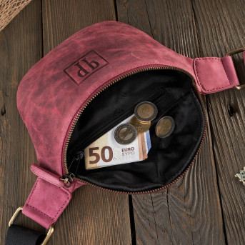 SASZETKA DAMSKA SKÓRZANA NERKA W STYLU VINTAGE  RÓŻOWA PAOLO PERUZZI T-97-HCH