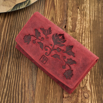 ZESTAW PREZENTOWY PORTFEL DAMSKI SKÓRZANY I BRELOK DO KLUCZY CZERWONY PAOLO PERUZZI ZUP-104-RD