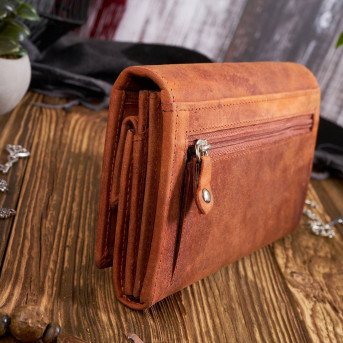 ZESTAW PREZENTOWY PORTFEL DAMSKI SKÓRZANY I BRELOK DO KLUCZY POMARAŃCZOWY PAOLO PERUZZI ZUP-104-OR