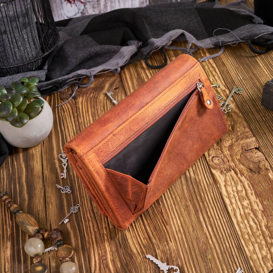 ZESTAW PREZENTOWY PORTFEL DAMSKI SKÓRZANY I BRELOK DO KLUCZY POMARAŃCZOWY PAOLO PERUZZI ZUP-104-OR