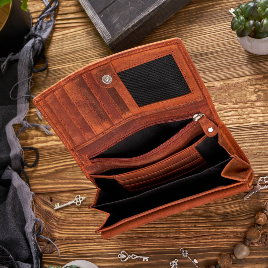 ZESTAW PREZENTOWY PORTFEL DAMSKI SKÓRZANY I BRELOK DO KLUCZY POMARAŃCZOWY PAOLO PERUZZI ZUP-104-OR