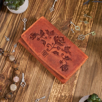 ZESTAW PREZENTOWY PORTFEL DAMSKI SKÓRZANY I BRELOK DO KLUCZY POMARAŃCZOWY PAOLO PERUZZI ZUP-104-OR