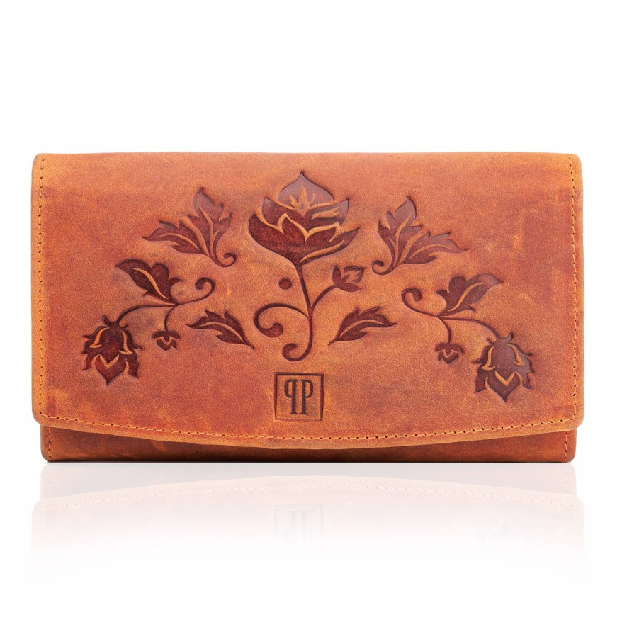 ZESTAW PREZENTOWY PORTFEL DAMSKI SKÓRZANY I BRELOK DO KLUCZY POMARAŃCZOWY PAOLO PERUZZI ZUP-104-OR