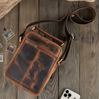 SASZETKA MĘSKA NA RAMIĘ  ZE SKÓRY PAOLO PERUZZI T-22-HBR