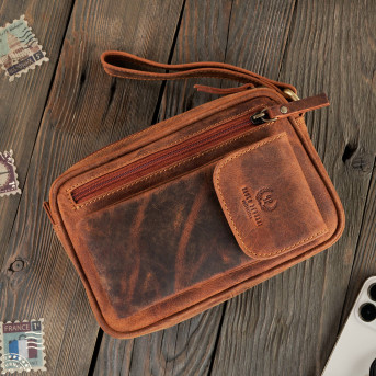 SASZETKA MĘSKA SKÓRZANA DO RĘKI VINTAGE PAOLO PERUZZI T-56-LBR