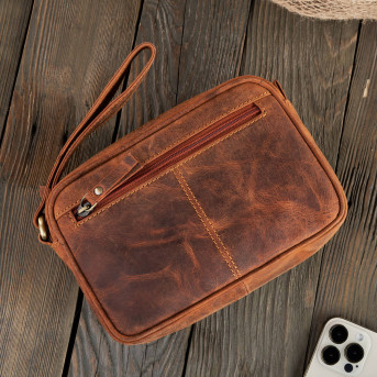 SASZETKA MĘSKA SKÓRZANA DO RĘKI VINTAGE PAOLO PERUZZI T-56-LBR