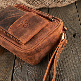 SASZETKA MĘSKA SKÓRZANA DO RĘKI VINTAGE PAOLO PERUZZI T-56-LBR