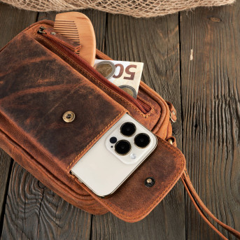 SASZETKA MĘSKA SKÓRZANA DO RĘKI VINTAGE PAOLO PERUZZI T-56-LBR