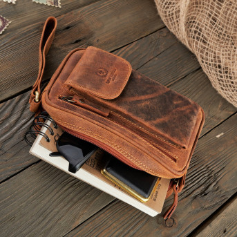 SASZETKA MĘSKA SKÓRZANA DO RĘKI VINTAGE PAOLO PERUZZI T-56-LBR