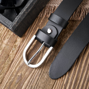 PASEK DAMSKI SKÓRZANY CZARNY 110 cm ZE SREBRNĄ KLAMRĄ PAOLO PERUZZI PG-01-BLS-110