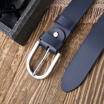 PASEK DAMSKI SKÓRZANY GRANATOWY 110 cm ZE SREBRNĄ KLAMRĄ PAOLO PERUZZI PG-01-DBS-110