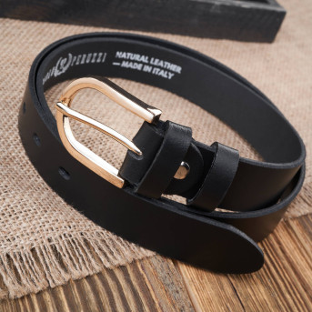 PASEK DAMSKI SKÓRZANY CZARNY 110 cm ZE ZŁOTĄ KLAMRĄ PAOLO PERUZZI PG-01-BLZ-110