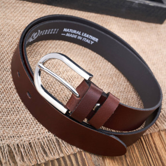 PASEK DAMSKI SKÓRZANY BRĄZOWY 100 cm ZE SREBRNĄ KLAMRĄ PAOLO PERUZZI PG-01-BRS-100