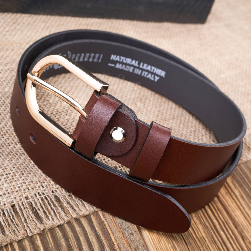 Pasek damski skórzany brązowy  z klamrą 90 cm pasek damski do spodni Paolo Peruzzi