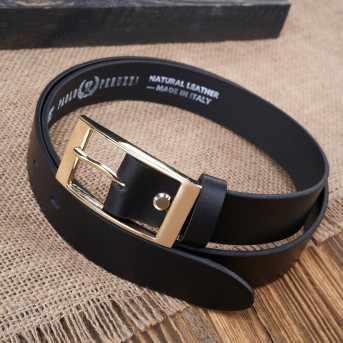 PASEK DAMSKI SKÓRZANY CZARNY 90 cm ZE ZŁOTĄ KLAMRĄ PAOLO PERUZZI PG-02-BLZ-90