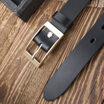 PASEK DAMSKI SKÓRZANY CZARNY 110 cm ZE ZŁOTĄ KLAMRĄ PAOLO PERUZZI PG-02-BLZ-110