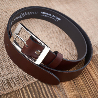 PASEK DAMSKI SKÓRZANY BRĄZOWY 90 cm ZE SREBRNĄ KLAMRĄ PAOLO PERUZZI PG-02-BRS-90