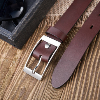 PASEK DAMSKI SKÓRZANY BRĄZOWY 90 cm ZE SREBRNĄ KLAMRĄ PAOLO PERUZZI PG-02-BRS-90