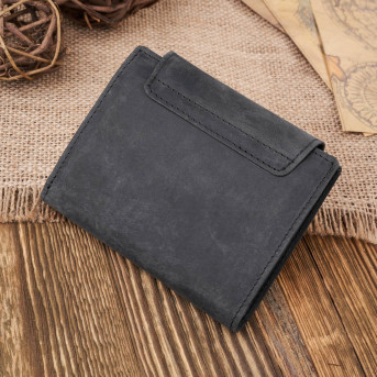 PORTFEL DAMSKI SKÓRZANY MAŁY CZARNY VINTAGE PAOLO PERUZZI T-12-HBL