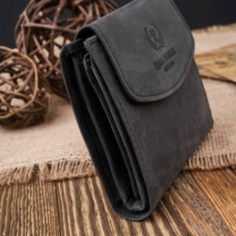 PORTFEL DAMSKI SKÓRZANY MAŁY CZARNY VINTAGE PAOLO PERUZZI T-12-HBL