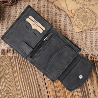 PORTFEL DAMSKI SKÓRZANY MAŁY CZARNY VINTAGE PAOLO PERUZZI T-12-HBL