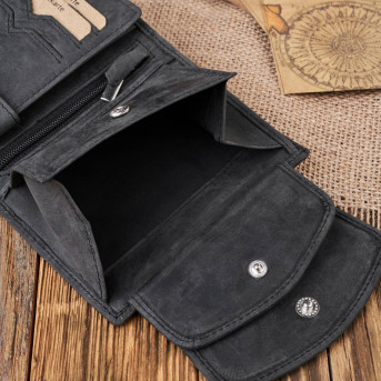 PORTFEL DAMSKI SKÓRZANY MAŁY CZARNY VINTAGE PAOLO PERUZZI T-12-HBL