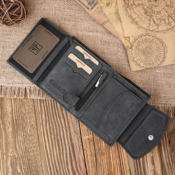 PORTFEL DAMSKI SKÓRZANY MAŁY CZARNY VINTAGE PAOLO PERUZZI T-12-HBL