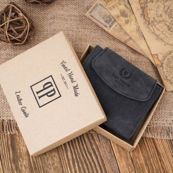 PORTFEL DAMSKI SKÓRZANY MAŁY CZARNY VINTAGE PAOLO PERUZZI T-12-HBL