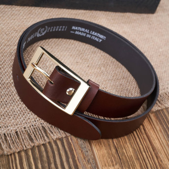 Pasek damski brązowy skórzany 90 cm pasek damski do jeansów ze złotą klamrą Paolo Peruzzi