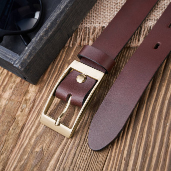 Pasek damski brązowy skórzany 100 cm pasek damski do jeansów ze złotą klamrą Paolo Peruzzi