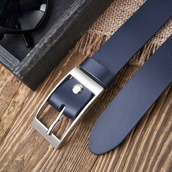 PASEK DAMSKI SKÓRZANY GRANATOWY 90 cm ZE SREBRNĄ KLAMRĄ PAOLO PERUZZI PG-02-DBS-90