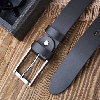 PASEK MĘSKI SKÓRZANY CZARNY 120 cm ZE SREBRNĄ KLAMRĄ PAOLO PERUZZI PG-03-BLBL-120
