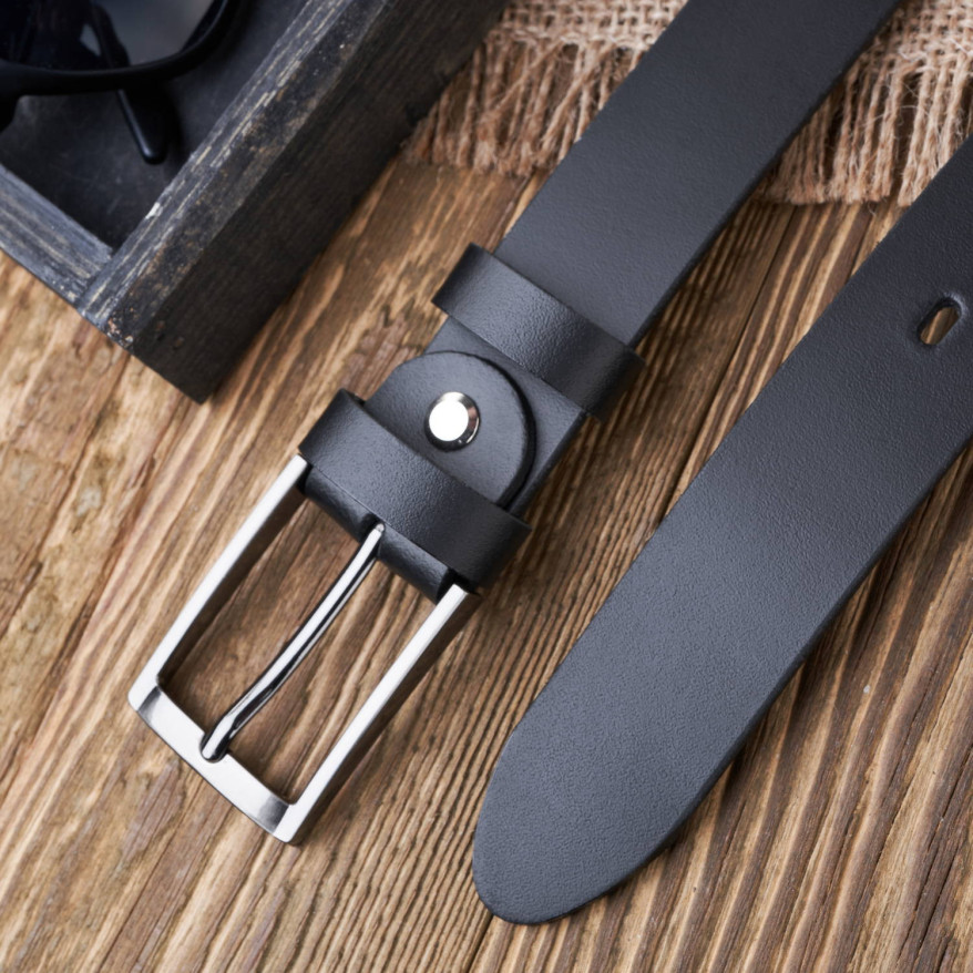 PASEK MĘSKI SKÓRZANY CZARNY 130 cm ZE SREBRNĄ KLAMRĄ PAOLO PERUZZI PG-03-BLBL-130