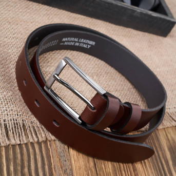 PASEK MĘSKI SKÓRZANY DO JEANSÓW BRĄZOWY KLASYCZNY 130 CM PAOLO PERUZZI PG-03-BRBL-130