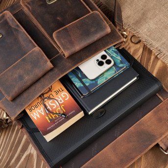 TORBA MĘSKA NA RAMIĘ SKÓRZANA VINTAGE BRĄZOWA PAOLO PERUZZI T-100-HBR