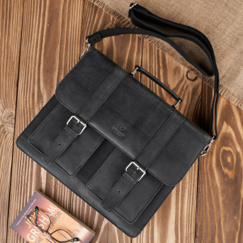 TORBA MĘSKA NA RAMIĘ SKÓRZANA VINTAGE CZARNA PAOLO PERUZZI T-100-HBL