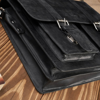 TORBA MĘSKA NA RAMIĘ SKÓRZANA VINTAGE CZARNA PAOLO PERUZZI T-100-HBL