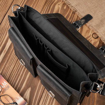 TORBA MĘSKA NA RAMIĘ SKÓRZANA VINTAGE CZARNA PAOLO PERUZZI T-100-HBL