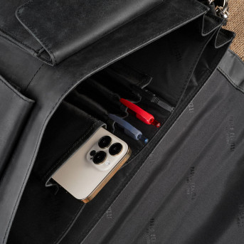 TORBA MĘSKA NA RAMIĘ SKÓRZANA VINTAGE CZARNA PAOLO PERUZZI T-100-HBL